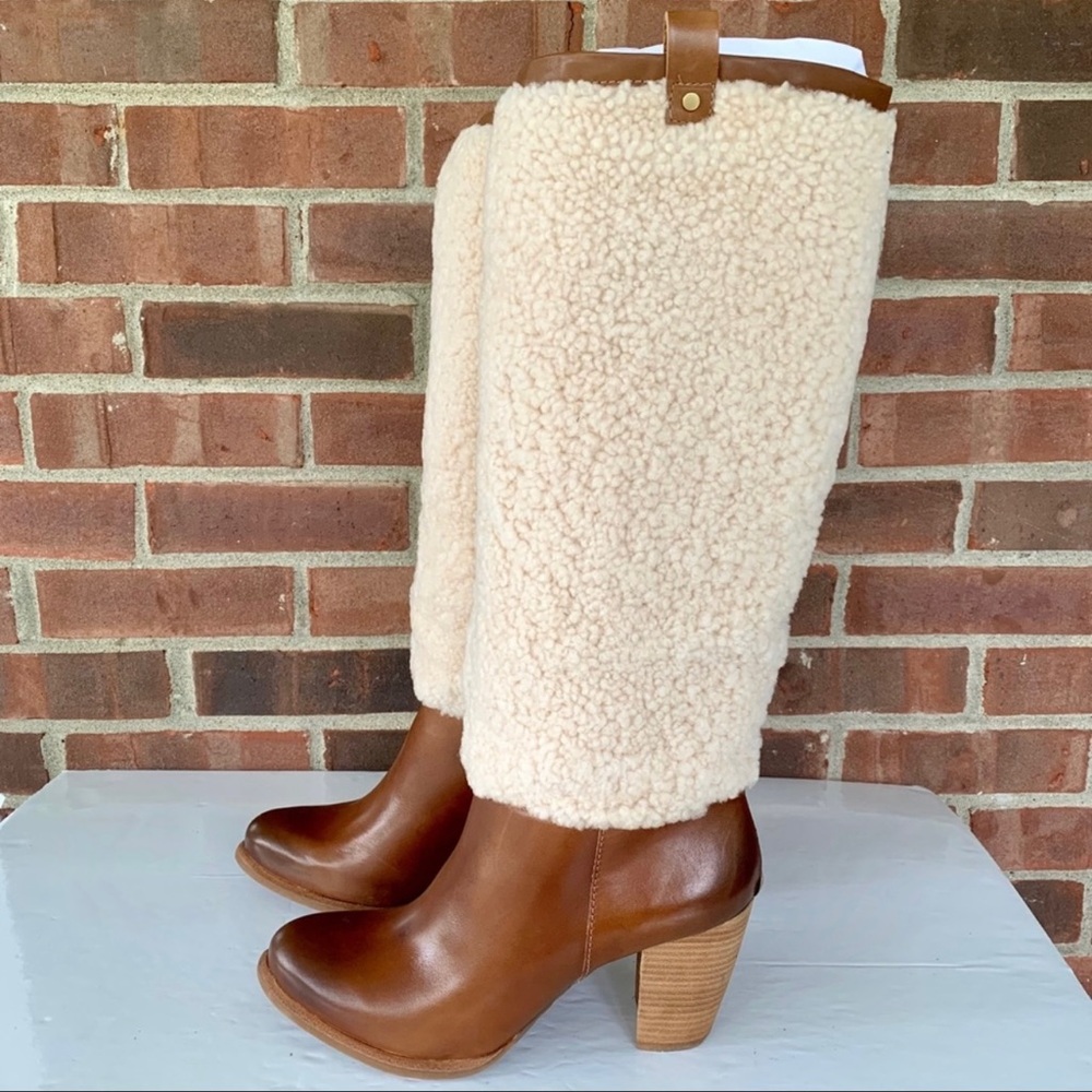 NIB UGG Australia Ava Exposed Fur Boots Chestnut 7